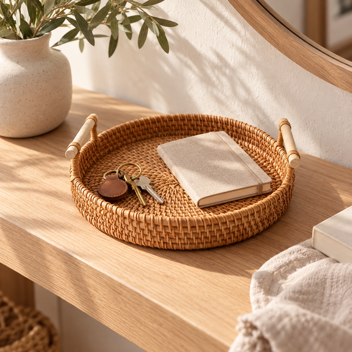 Plateau ALMA sur une console en bois clair