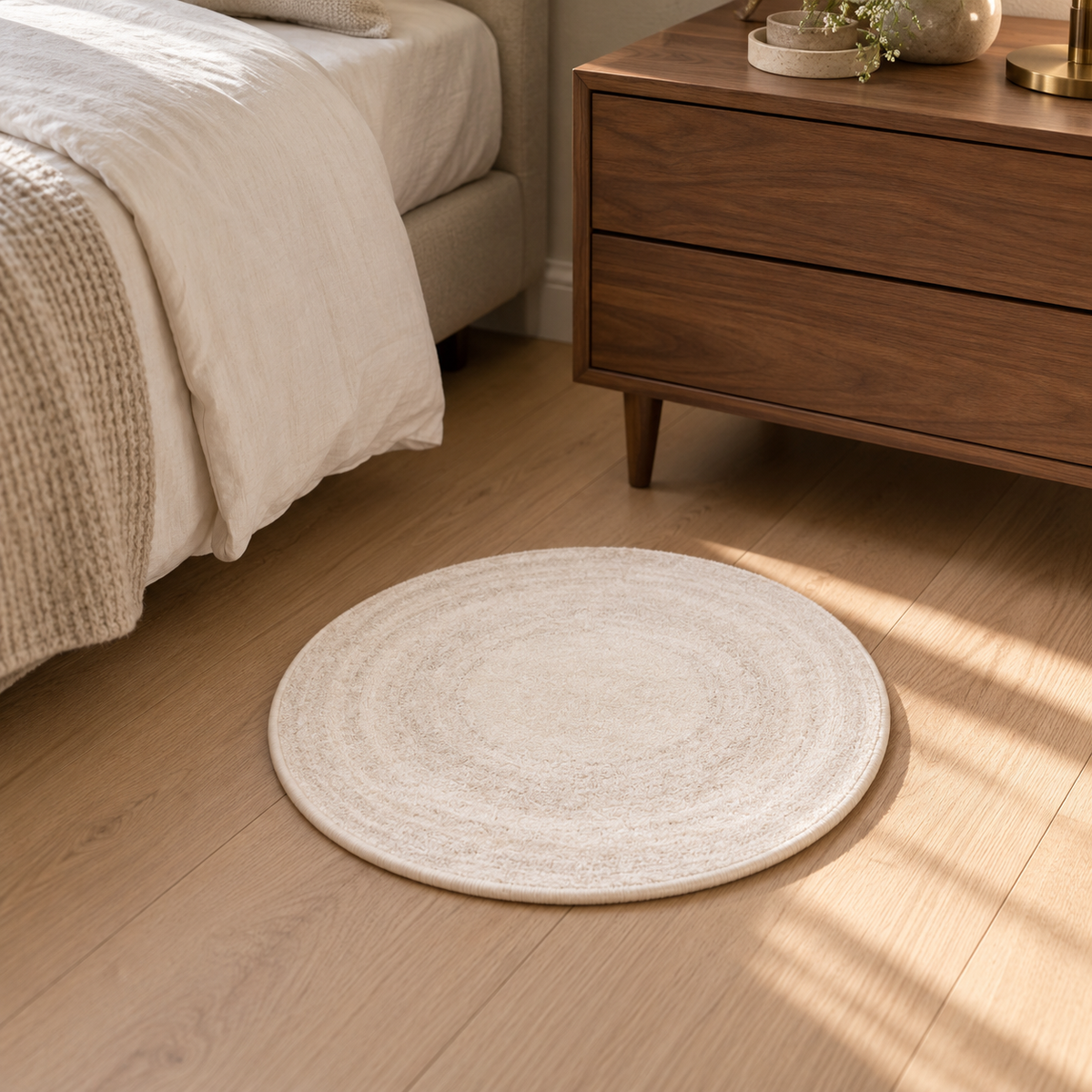 Petit tapis rond AURA 40 cm en coloris Ivoire