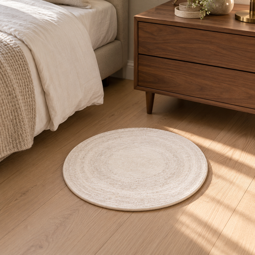 Petit tapis rond AURA 40 cm en coloris Ivoire