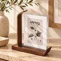 Cadre photo double face ELIA en bois noyer foncé et acrylique