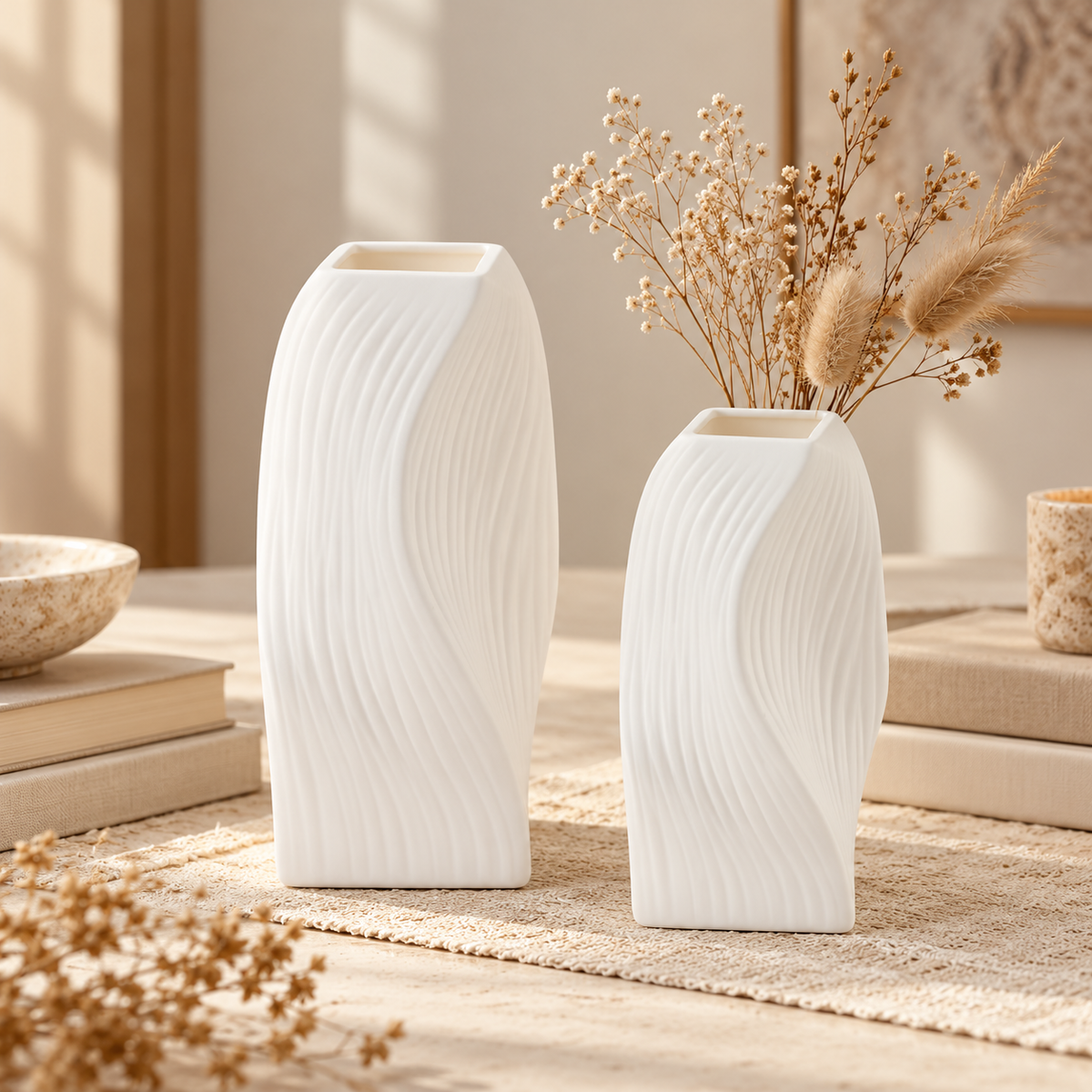 Vase ONDA blanc — comparaison des deux tailles