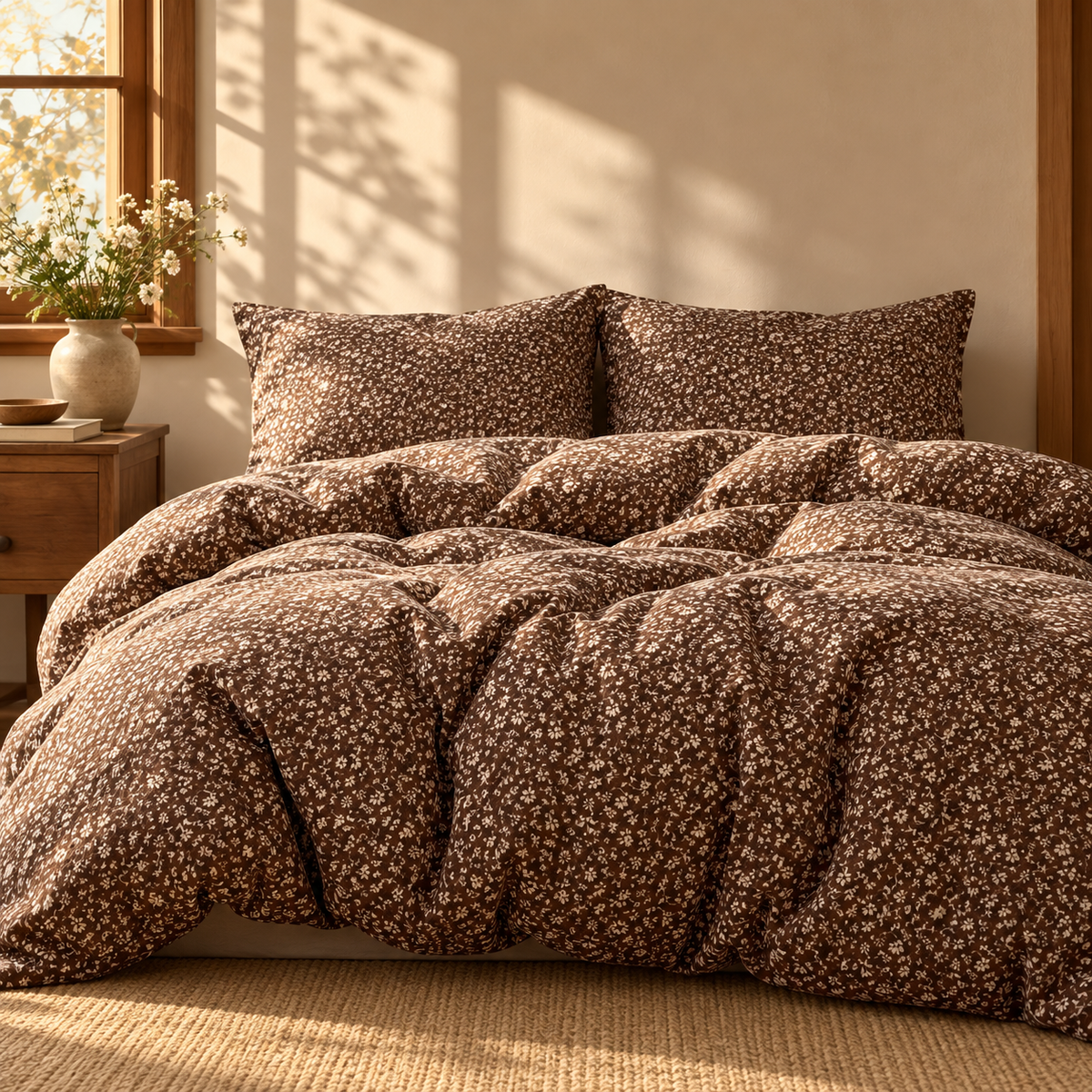 Parure de lit florale ROSIE chocolat — vue principale