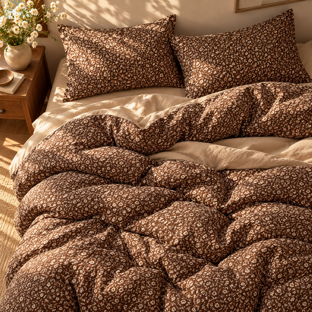 Parure de lit ROSIE chocolat — vue plongeante