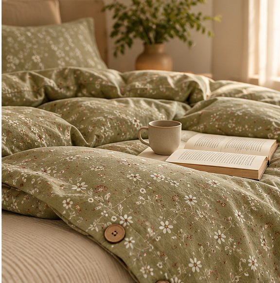 Housse de couette SAUGE — détail des boutons