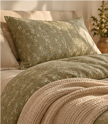 Housse de couette SAUGE dans une chambre chaleureuse