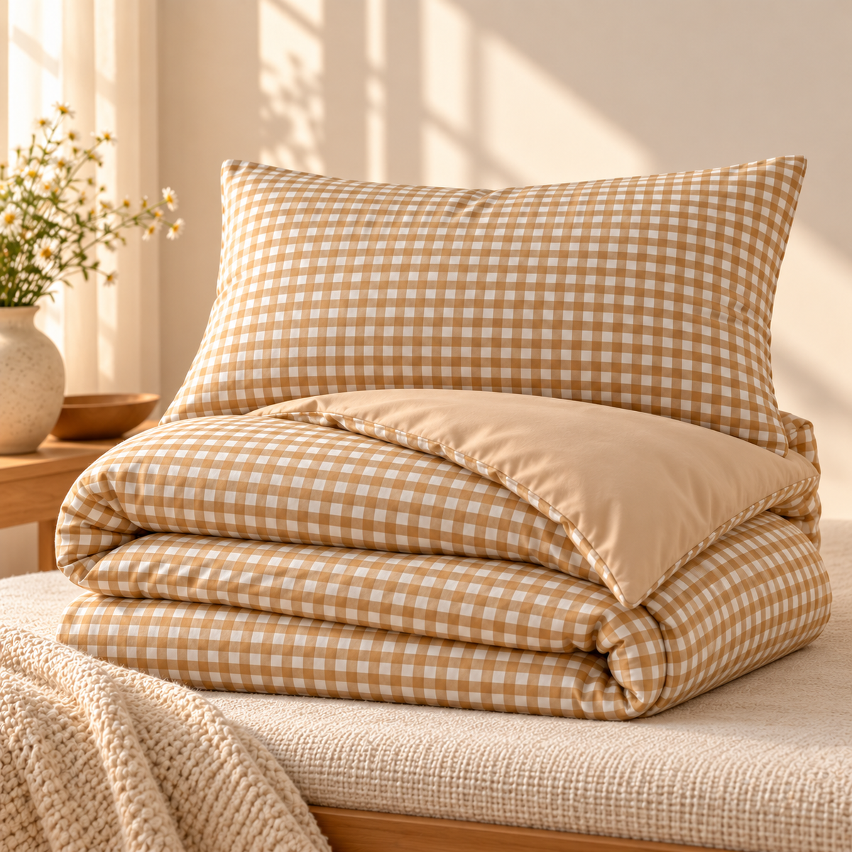 Parure de lit VICHY — ambiance lumineuse
