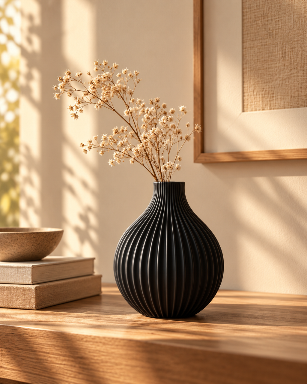 Vase décoratif nervuré NOMA noir